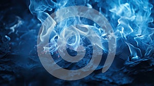 A close up of blue flames and smoke coming from a fire, AI