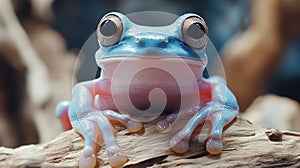 Close-up of a blue frog