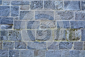 Close up of blue and grey brick stone wall texture grunge background