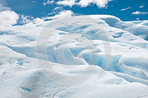 Close-up of blue ice formations on glacier