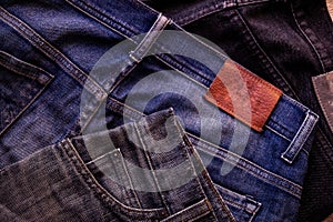 Close up Blue jeans on old wood background. Pocket on blue jeans.