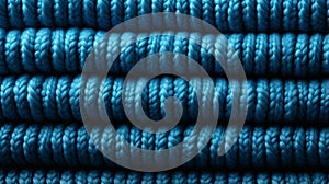 A close up of a blue knitted fabric