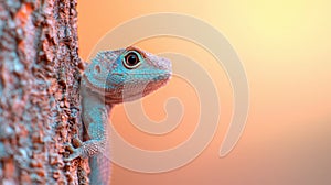 A Close up of a Blue Lizard on Tree Bark