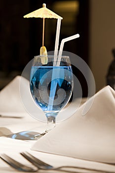 Close up of a blue martini