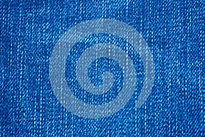 Close up of blue slub jean or slub denim fabric photo