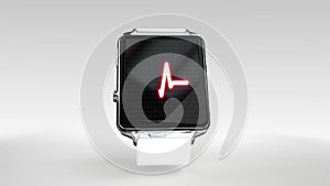 Close up blue smart watch with fitness app icon on the screen