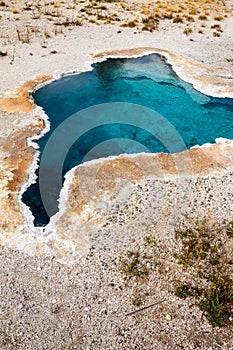 Close up of the Blue Star Spring in the Upper Geyser Basin at Yellowstone National Park