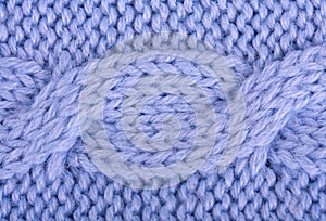 Close-up of a blue woolen pattern