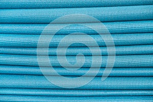 Close up blue yoga mat texture and background