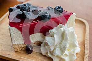 Blueberry cheese cake with whipping cream