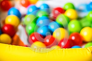 Close up blurred ball pit for kids