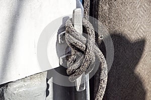 Close Up of Boat Rope Tied on Figure Eight Cleat Hitch