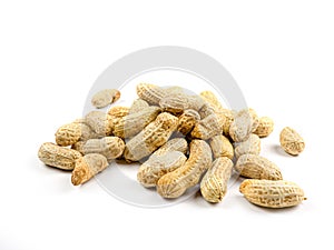 Close up boiled peanuts isolated white background.