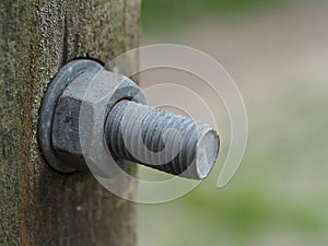 Close up of a bolt in a post