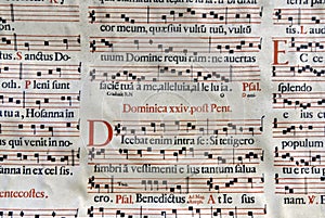 close-up of a book of Gregorian chants photo