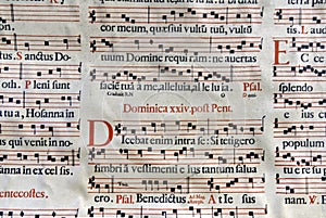 close-up of a book of Gregorian chants