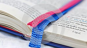 Close-up of a bookmark in a book. Day of Literature, Reading, Libraries and Learning