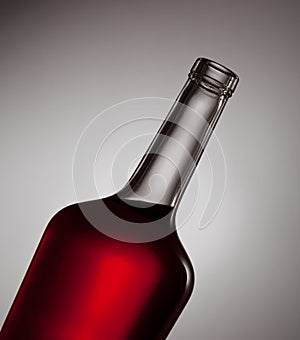 Close up of bottle with red fluid