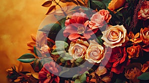 Close-up of bouquet featuring a mix of vibrant flowers photo