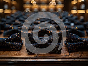 Close Up of Bow Tie on Table. Generative AI