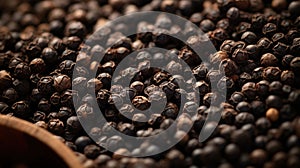 A close up of a bowl full of black pepper seeds, AI