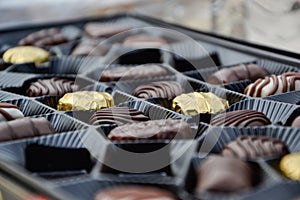 Close up of a box of chocolates