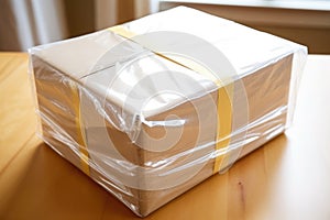 close-up of a box sealed with clear packing tape