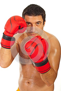 Close up of boxer man