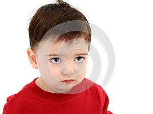 Close Up of Boy Looking Upset