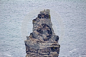 Close up of the Branaunmore sea stack in the Cliffs of Moher