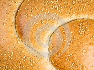 close up bread and sesame seeds