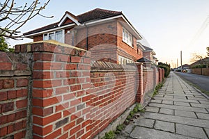 Brick wall of a house under construction