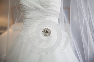 Close Up Of Bridal Dress Detail