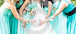 Close up of bride and bridesmaids photo