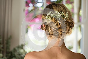 Close up of bride hair