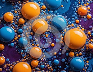 This is a close-up of a bright and colorful mixture of liquid paints creating an abstract pattern