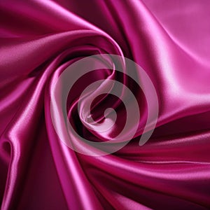 A close up of a bright magenta polyester fabric showing the shininess of the material. Trendy color of 2023 Viva Magenta photo
