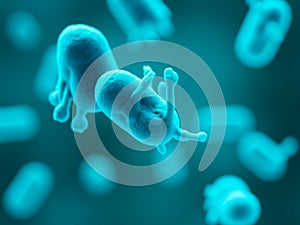 Close up of bright microscopic bacteria