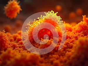 Close up of bright microscopic bacteria