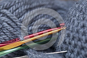 Colored crochet hooks photo