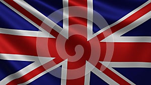 Close-up of the British flag waving in the wind. British national flag waving 3d, flag of Britain with 4k resolution