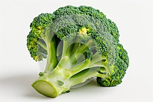 Close-Up of a Broccoli Floret This close-up photo captures the intricate details of a single piece of broccoli, showcasing its