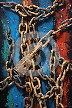 close-up of broken chains symbolizing freedom