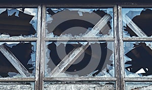 Broken window of an old ruin