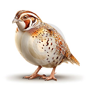Close up of a brown chicken and Eurasian eagle on a white background