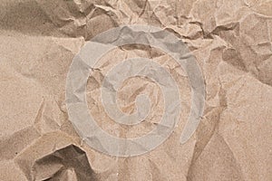 Close up of brown crumpled paper texture background