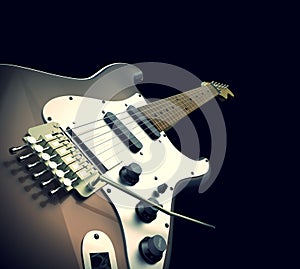 Close up Brown Electric Guitar Musical