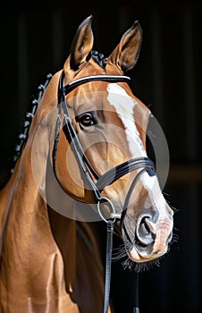 Close Up of a Brown Horse With Bridle