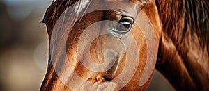 a close up of a brown horse s face looking at the camera
