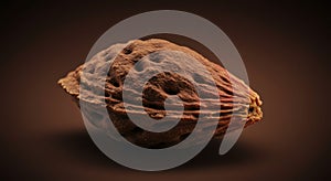 Close-up of a Brown Peach Pit on Dark Background